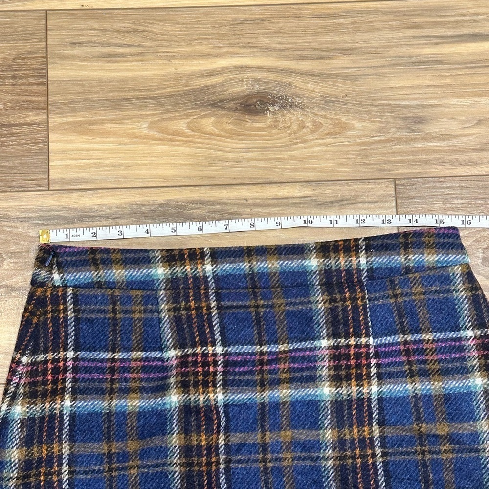 Boden British Tweed By MOON Blue Plaid Tartan Wool Mini Skirt 8 Regular - Picture 8 of 9